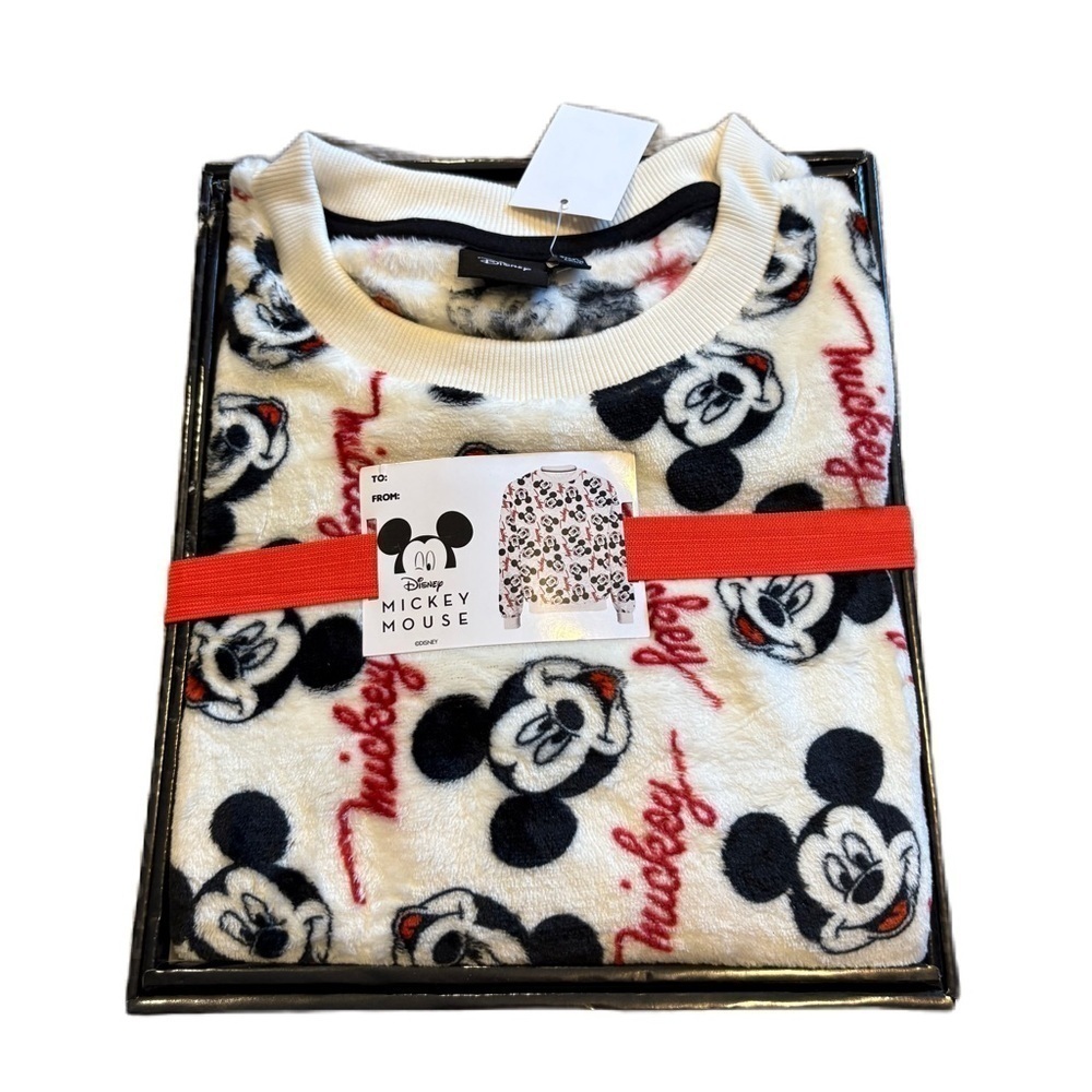 Disney Mickey Mouse Fleece Sweatshirt XXL NEW White Black